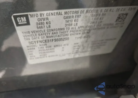 2015 Cadillac Srx Performance Collection from USA, damaged, VIN 3GYFNCE31FS605298